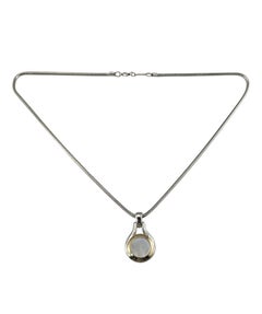 Tiffany & Co. Sterling Silver 18K Gold Mother of Pearl Pendant Necklace #26252