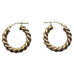 10K Yellow Gold Twisted Hoop Earrings #26284