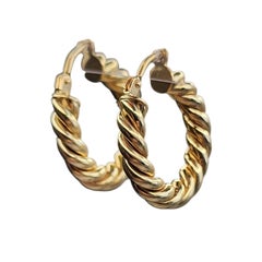 10K Yellow Gold Twisted Hoop Earrings #26284