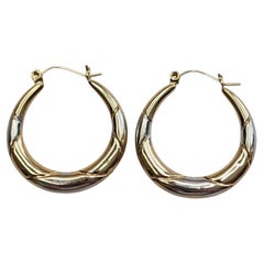 14K Two Tone Yellow and White Gold Hoop Earrings #26281