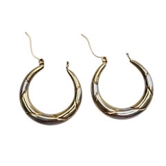 14K Two Tone Yellow and White Gold Hoop Earrings #26281