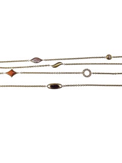 Collana Kabana in oro giallo 14K con diamanti e pietre preziose incastonate, lunghezza 49", modello n. 25490