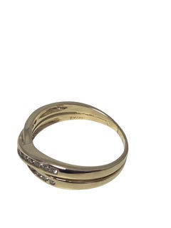 14K Yellow Gold Diamond Crossover Band Ring Size 7.25 #24120