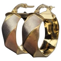 Ohrringe in Form eines gedrehten Bandes aus 14-karätigem Gelb-, Weiß- und Roségold #26718