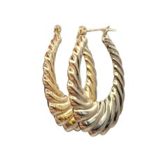 14K Yellow Gold Shrimp Hoop Earrings #26716
