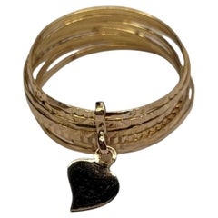18-karätiger Gelbgold-Ring mit mehreren Ringen und Herzanhänger, Größe 9,5 #26715