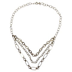 14K Yellow Gold Multi-Layered Mixed Oval Link Statement Necklace 18" #26754