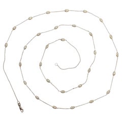 14K White and Yellow Gold Diamond Station Necklace 37" #26791