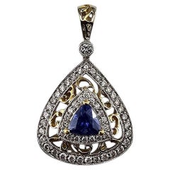 Spark 18K Yellow and White Gold Sapphire and Diamond Pendant #24354