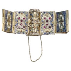 Viktorianisches Armband aus 14-karätigem Gelbgold mit Diamantpaneelen im Faltbuch-Design, Nr. 26793