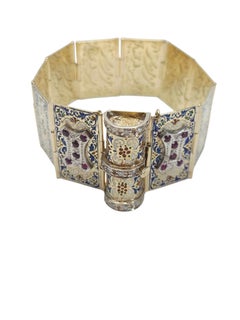 Viktorianisches Armband aus 14-karätigem Gelbgold mit Diamantpaneelen im Faltbuch-Design, Nr. 26793