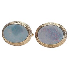 Manschettenknöpfe aus 14-karätigem Gelbgold mit ovalem Opal #26758