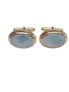 Manschettenknöpfe aus 14-karätigem Gelbgold mit ovalem Opal #26758