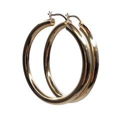 14K Yellow Gold Large Circle Hoop Earrings #26748