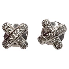Tiffany & Co 950 Platinum Diamond "X" Earrings #26855