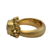 18K Yellow Gold Prasiolite and Diamond Ring Sandblast Finish Size 6 Cert #26885