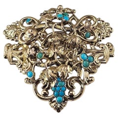 Viintage 12K-13K Yellow Gold Turquoise Brooch/Pin #26862