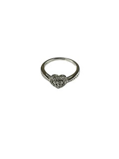 10K White Gold Diamond Heart Ring Size 6.75 #26910