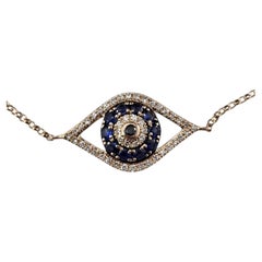 Effy 14K Rose Gold Diamond and Sapphire Evil Eye Bolo Bracelet #26841