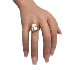 10K Yellow Gold Diamond Cameo Ring Size 7 #26913