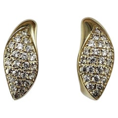 14K Yellow Gold Huggie J Hoop Earrings #26890
