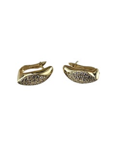 14K Yellow Gold Huggie J Hoop Earrings #26890