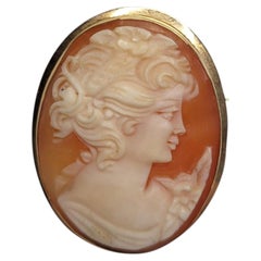 14K Yellow Gold Cameo Pin Pendant #26916