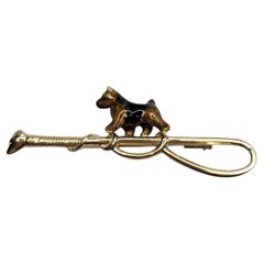 14K Yellow Gold Enamel Yorkie Dog with Crop Pin #26918