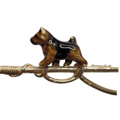 14K Yellow Gold Enamel Yorkie Dog with Crop Pin #26918