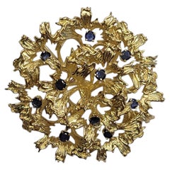 Tiffany & Co. 18K Yellow Gold Blue Sapphire Chatelaine Brooch #26914