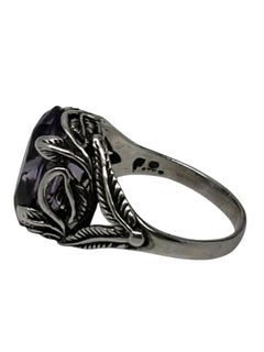 Anello con foglia in argento sterling e ametista di Carol Felley, misura 7,5 #25955