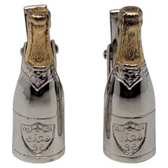 Sterling Silver Gold Tone Champagne Bottle Cufflinks # 25903