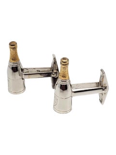 Sterling Silver Gold Tone Champagne Bottle Cufflinks # 25903