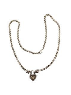 Judith Ripka Sterling 14K Yellow Gold Lock Heart Pendant Necklace 18" #26220