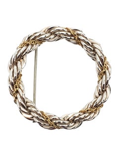 Tiffany & Co. Sterling 18k Yellow Gold Twisted Rope Wreath Brooch Pin # 25944