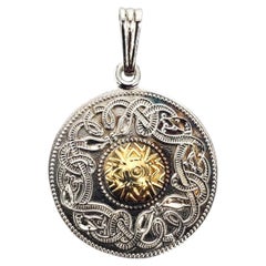 Boru Sterling Silver Celtic Warrior Gold Tone Accent Round Pendant #26181