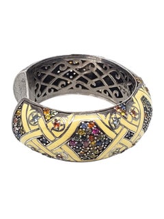 Bracciale a cuffia in argento sterling con smalto e pietre miste di Matthew Campbell Laurenza, n. 25834