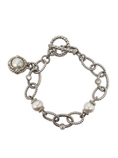 Bracciale Judith Ripka in argento sterling con perle CZ e maglie a gancio n. 25830