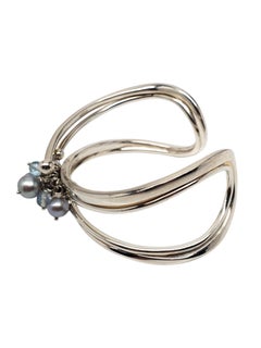 Bracciale a cuffia con perle grigie in argento sterling di Michael Dawkins #25871