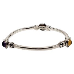 Sue Draskin Sterling Silver Multicolored Cabochon Bangle Bracelet # 25873