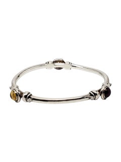 Sue Draskin Sterling Silver Multicolored Cabochon Bangle Bracelet # 25873