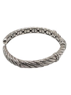 Judith Ripka Sterling Silver CZ Twisted Hinged Cuff Bracelet #25829