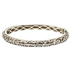Charles Krypell Sterling Silver 14k Scrollwork Hinged Bangle Bracelet #25870