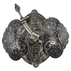 Russian 84 Zolotnik Silver Ornate Belt Buckle #26186