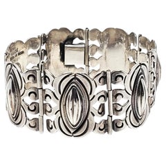 Los Ballesteros Taxco Sterling Silver Wide Panel Bracelet #26000