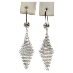 Vintage Tiffany & Co Elsa Peretti Sterling Silver Mesh Dangle Earrings #26920