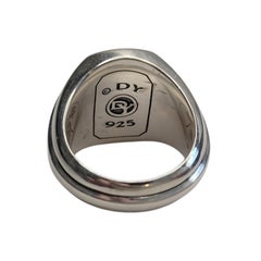 David Yurman Sterling Silver Black Onyx Signet Ring Size 8 #27002