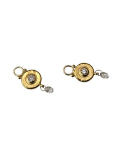 Gurhan : paire de boucles d'oreilles pendantes en or jaune 24 carats en forme de goutte, ornées de diamants #26990