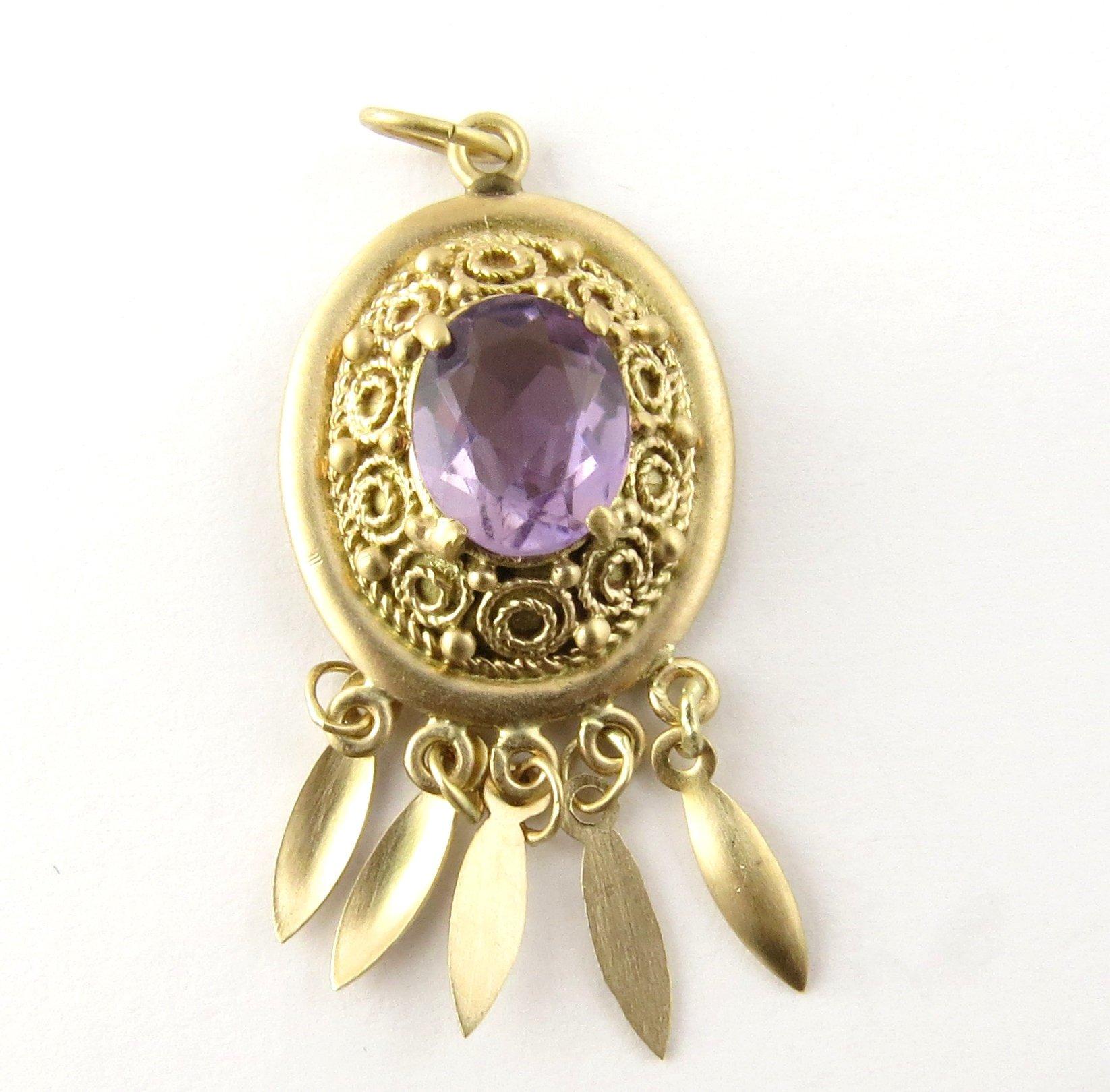 Women's 14 Karat Yellow Gold Genuine Amethyst Pendant