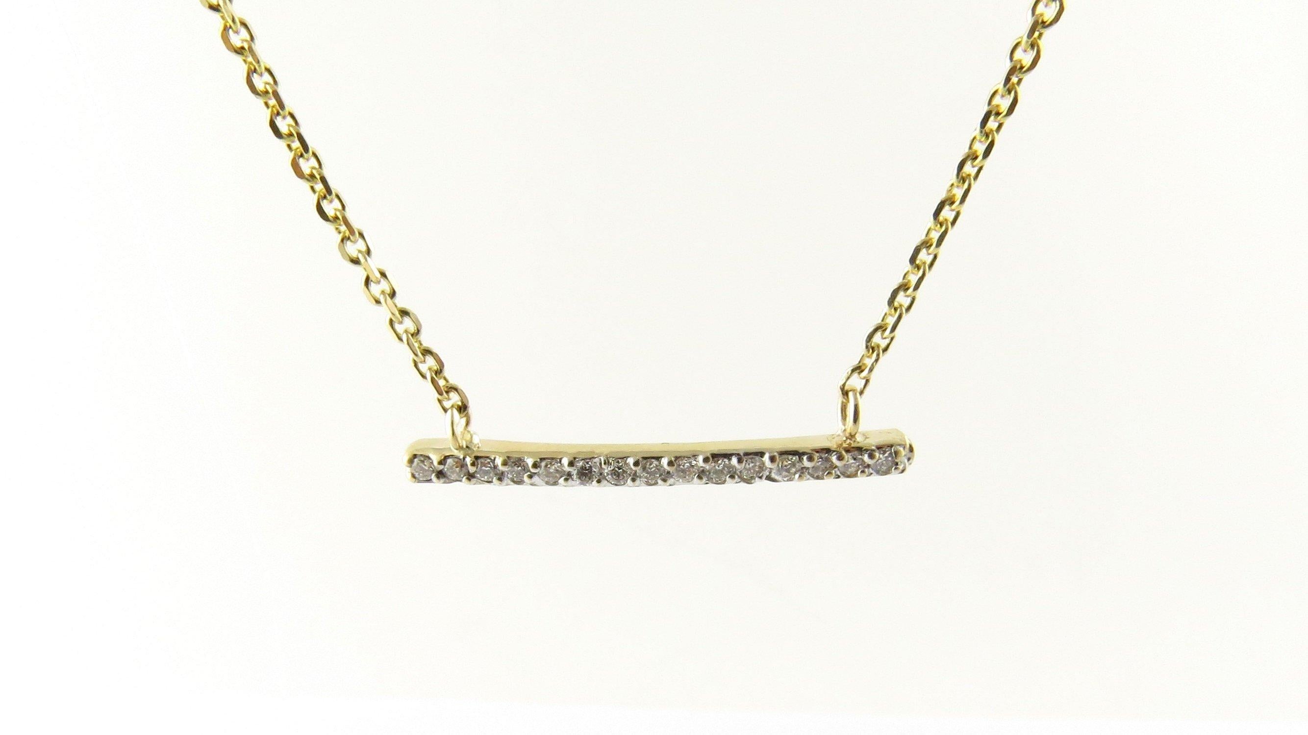 14 Karat Yellow Gold Diamond Bar Necklace 2